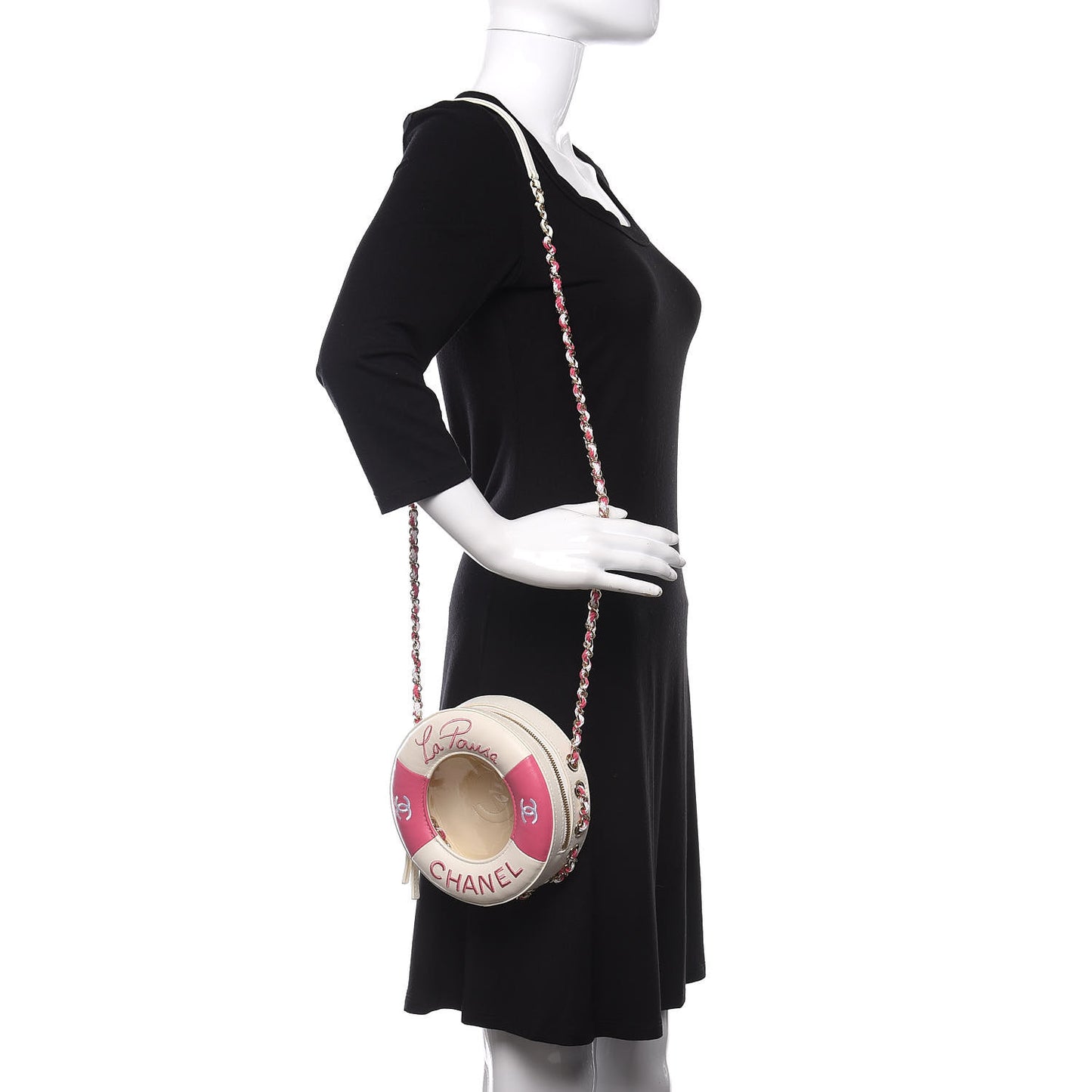 Lambskin Coco Lifesaver Round Bag Pink White