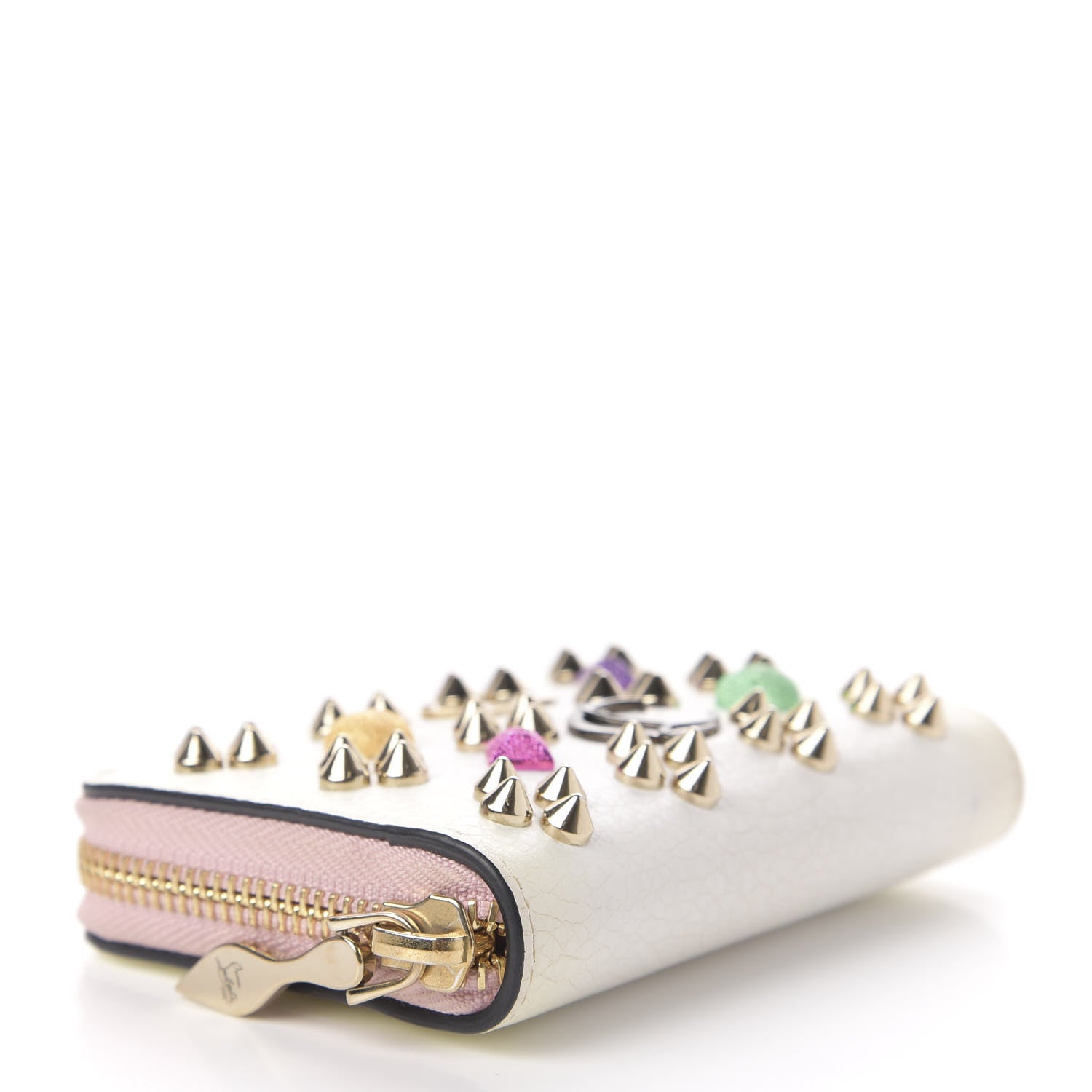 Christian Louboutin Calfskin Loubinthesky Panettone Coin Purse White 3 of 10