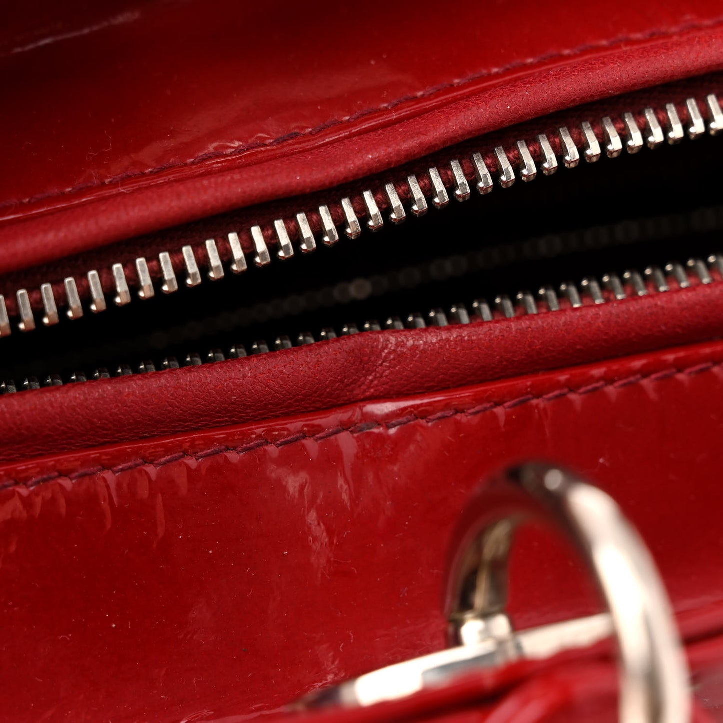 Patent Cannage Large Lady Dior Red