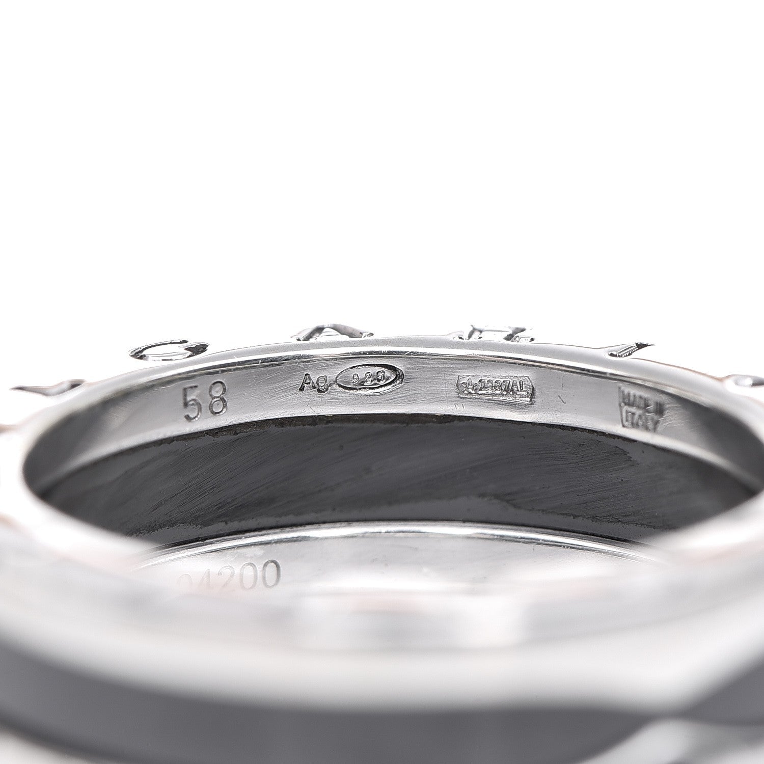 Bulgari Sterling Silver Ceramic Save The Children One-Band Ring 58 8.25 3 of 5