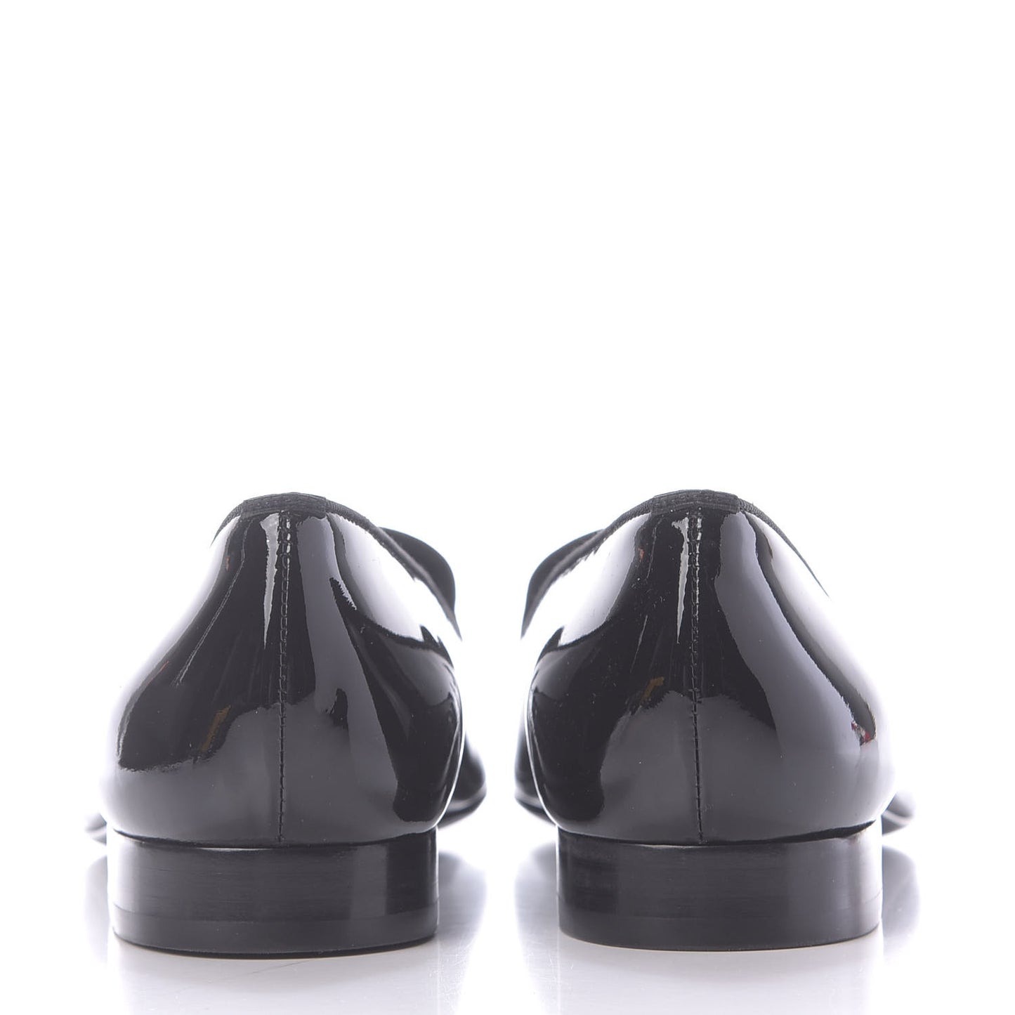 Patent Calfskin Smoking Slipper Flat Loafers 37 Black