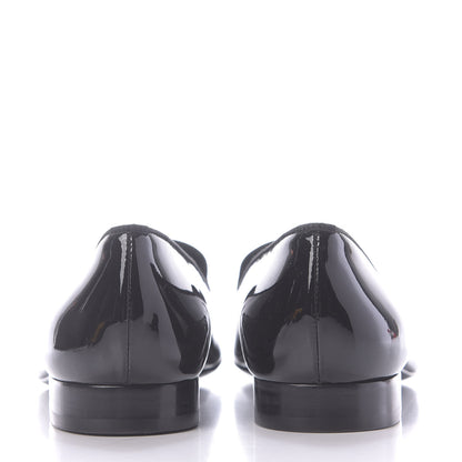 Saint Laurent Patent Calfskin Smoking Slipper Flat Loafers 37 Black 5 of 11