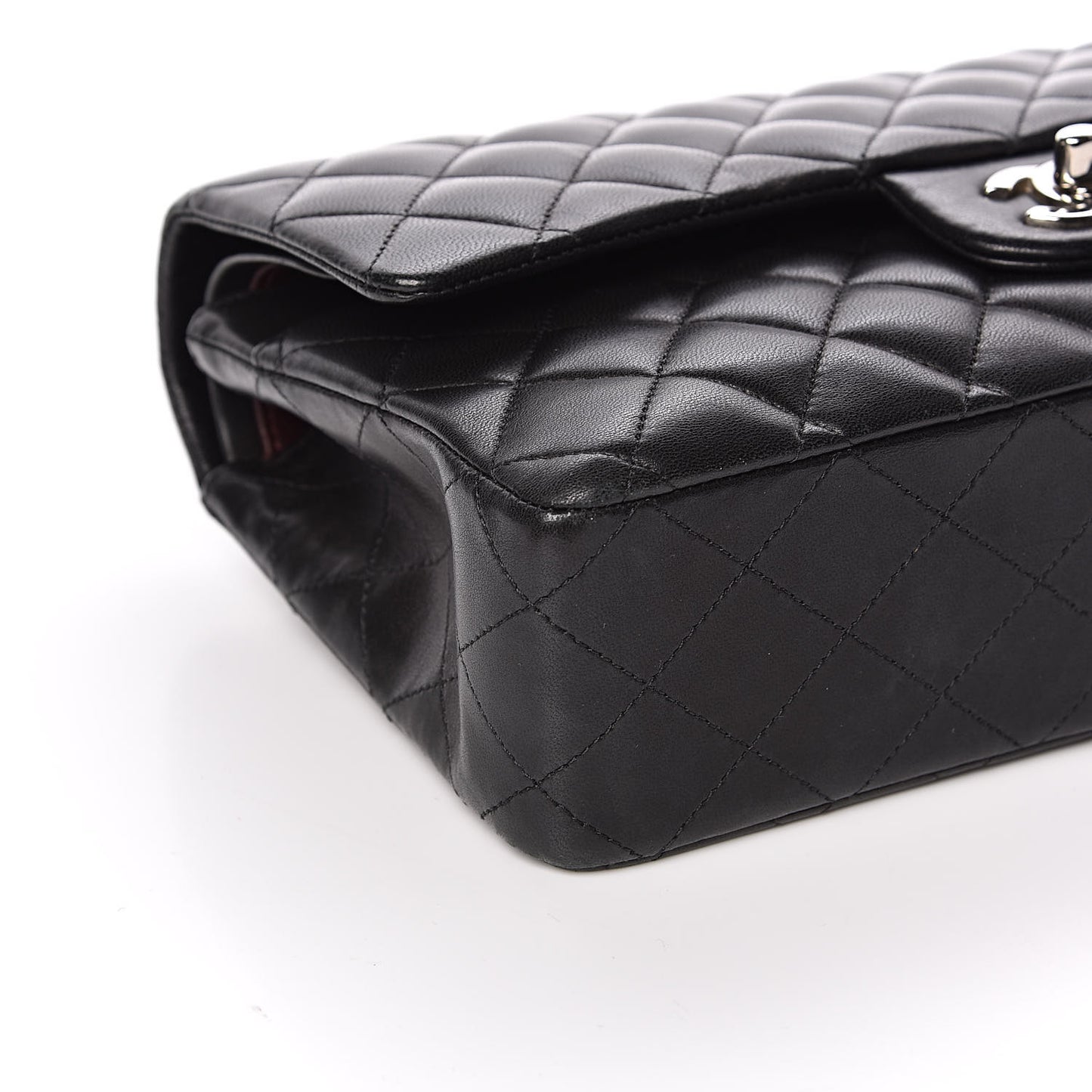 Lambskin Quilted Medium Double Flap Black