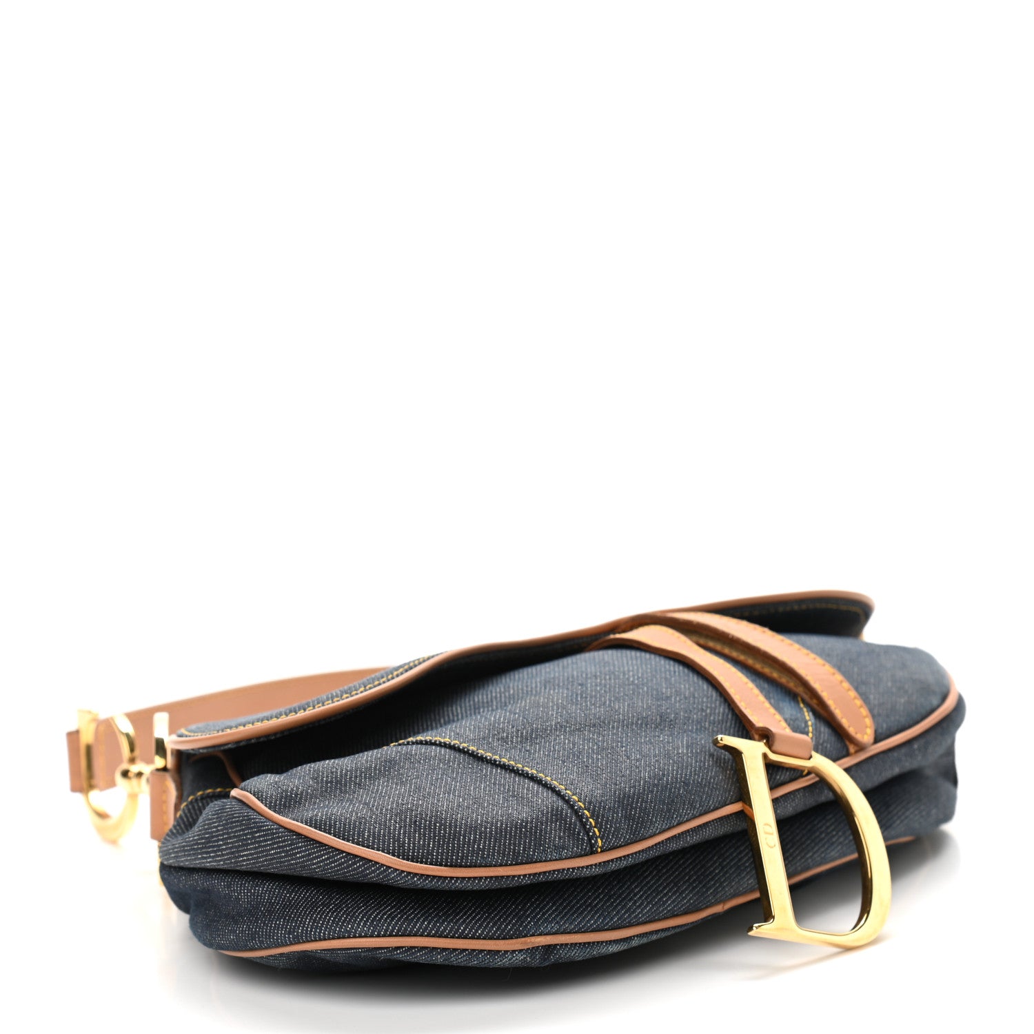 Christian Dior Denim Calfskin Saddle Bag Blue 4 of 11