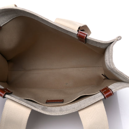 Chloe Cotton Calfskin Medium Woody Ribbon Tote White Brown 5 of 9