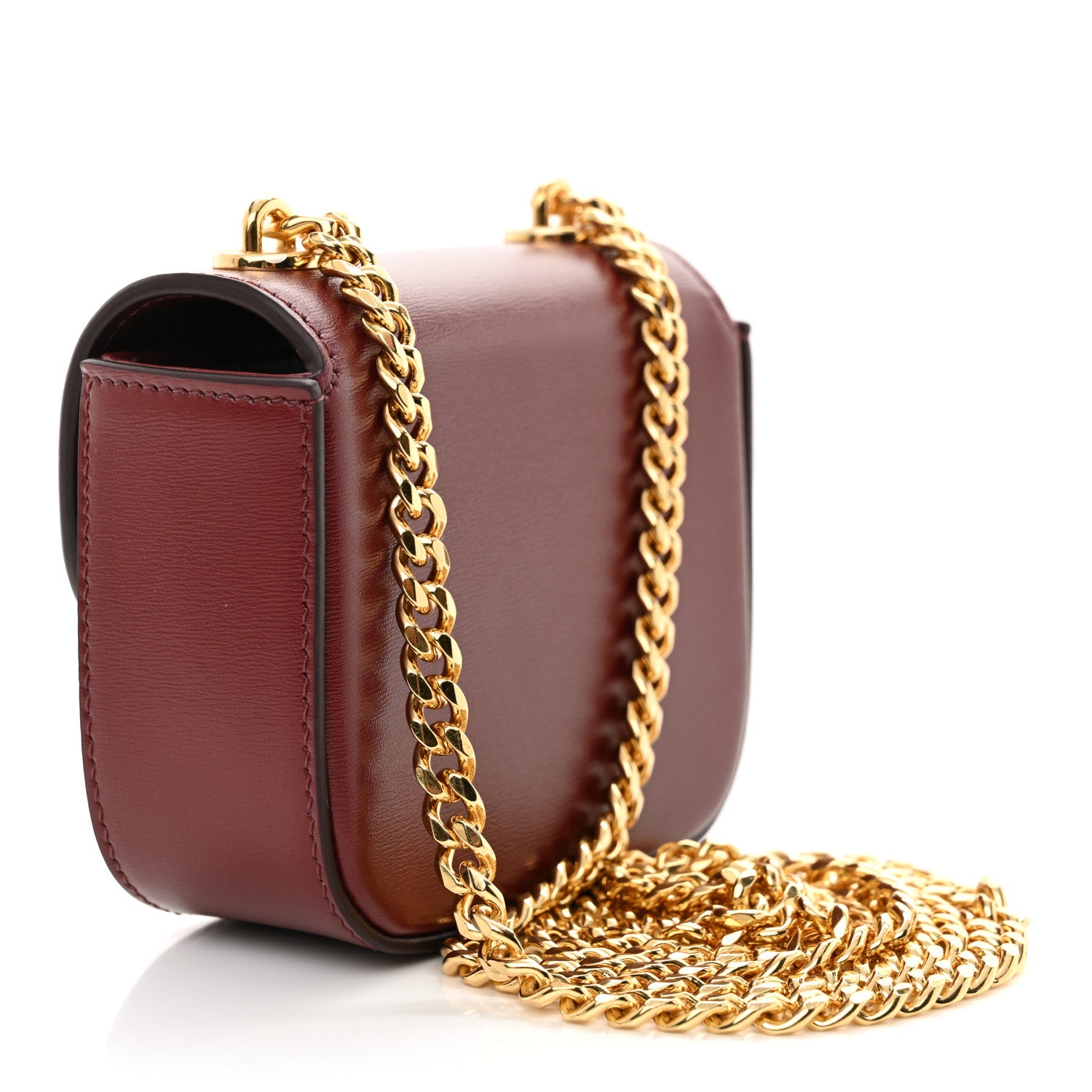 Celine Shiny Calfskin Mini Chain Claude Burgundy 3 of 10