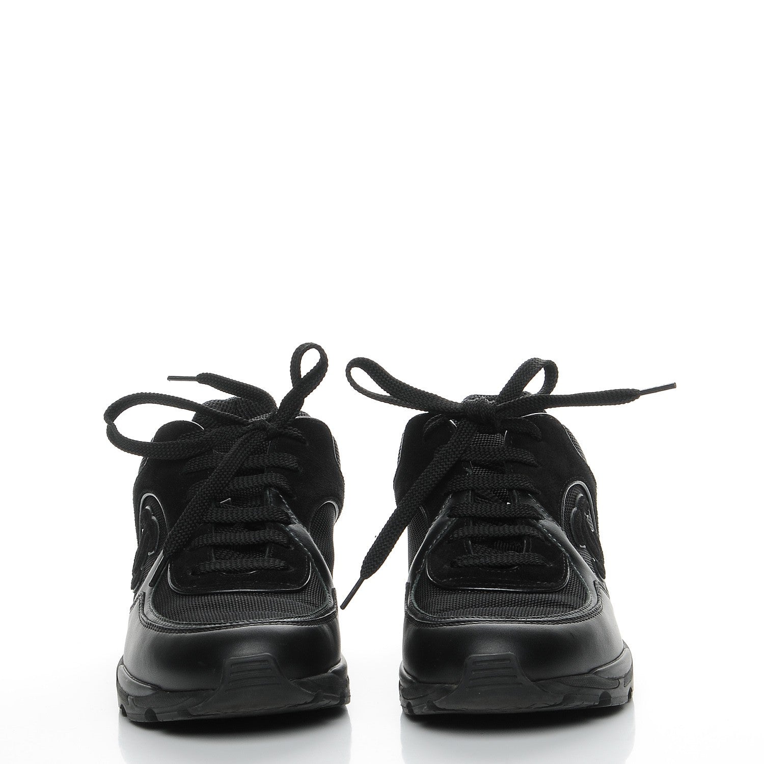 Chanel Suede Calfskin CC Sneakers 37 Black 2 of 8
