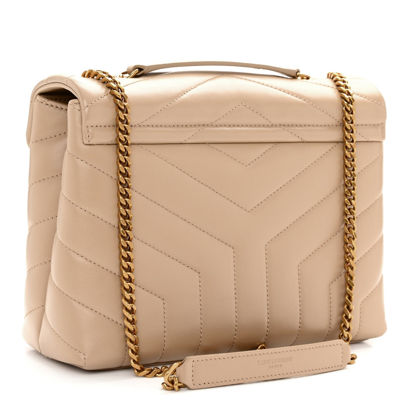 Calfskin Y Quilted Monogram Small Loulou Chain Satchel Dark Beige