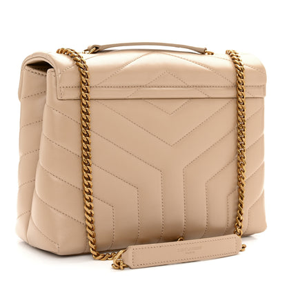 Saint Laurent Calfskin Y Quilted Monogram Small Loulou Chain Satchel Dark Beige 3 of 10