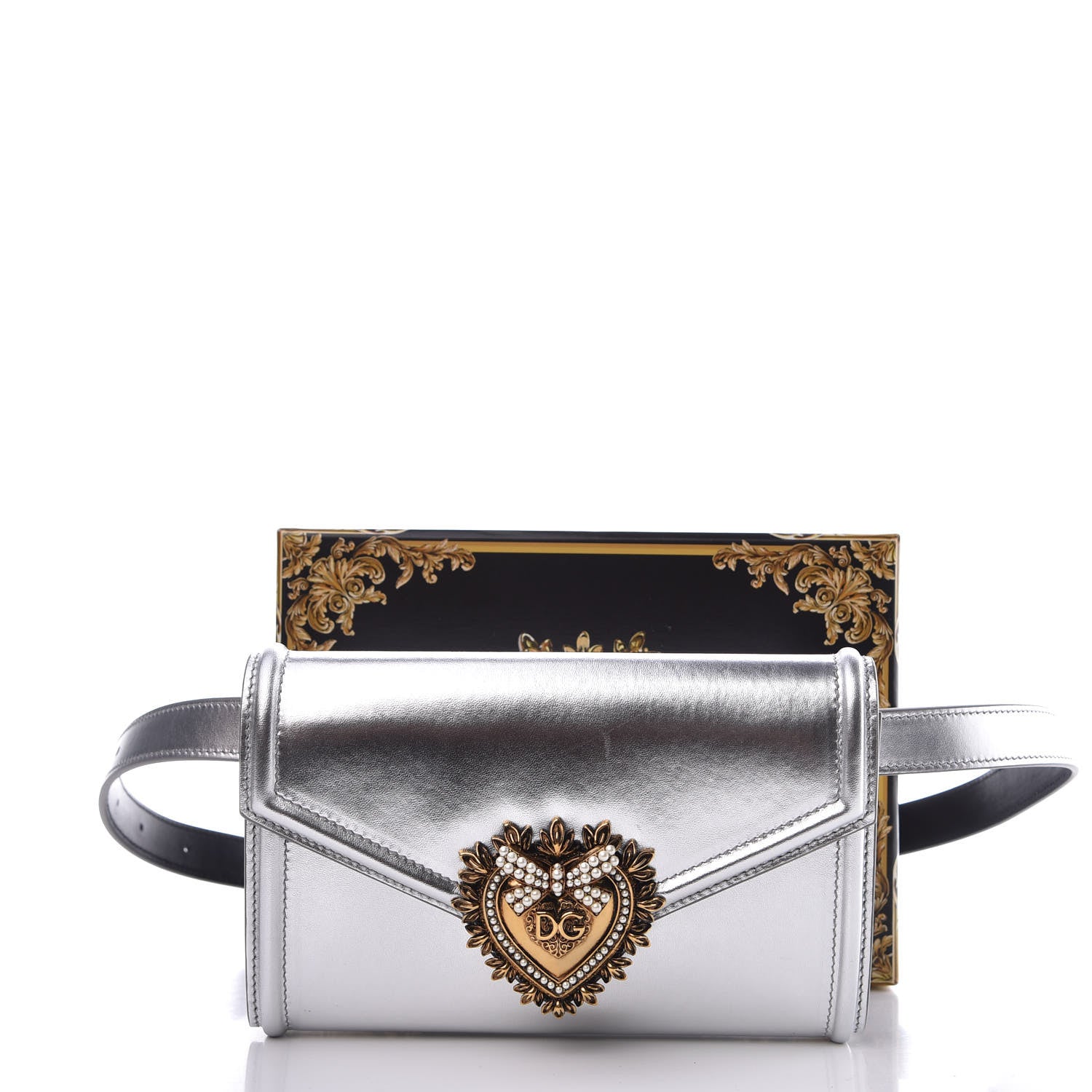 Dolce & Gabbana Metallic Agnello Vitello Devotion Belt Bag Silver 9 of 9