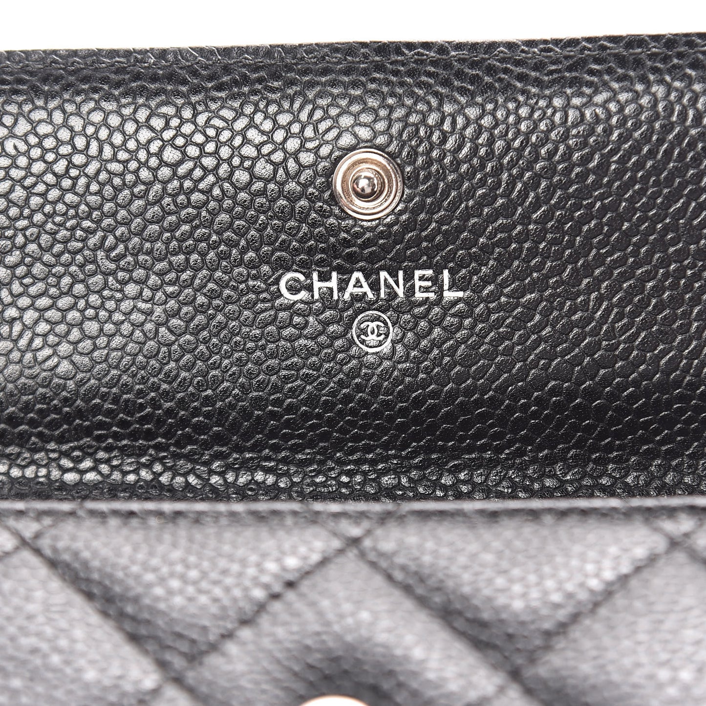 Caviar Quilted Large Gusset Flap Wallet Black