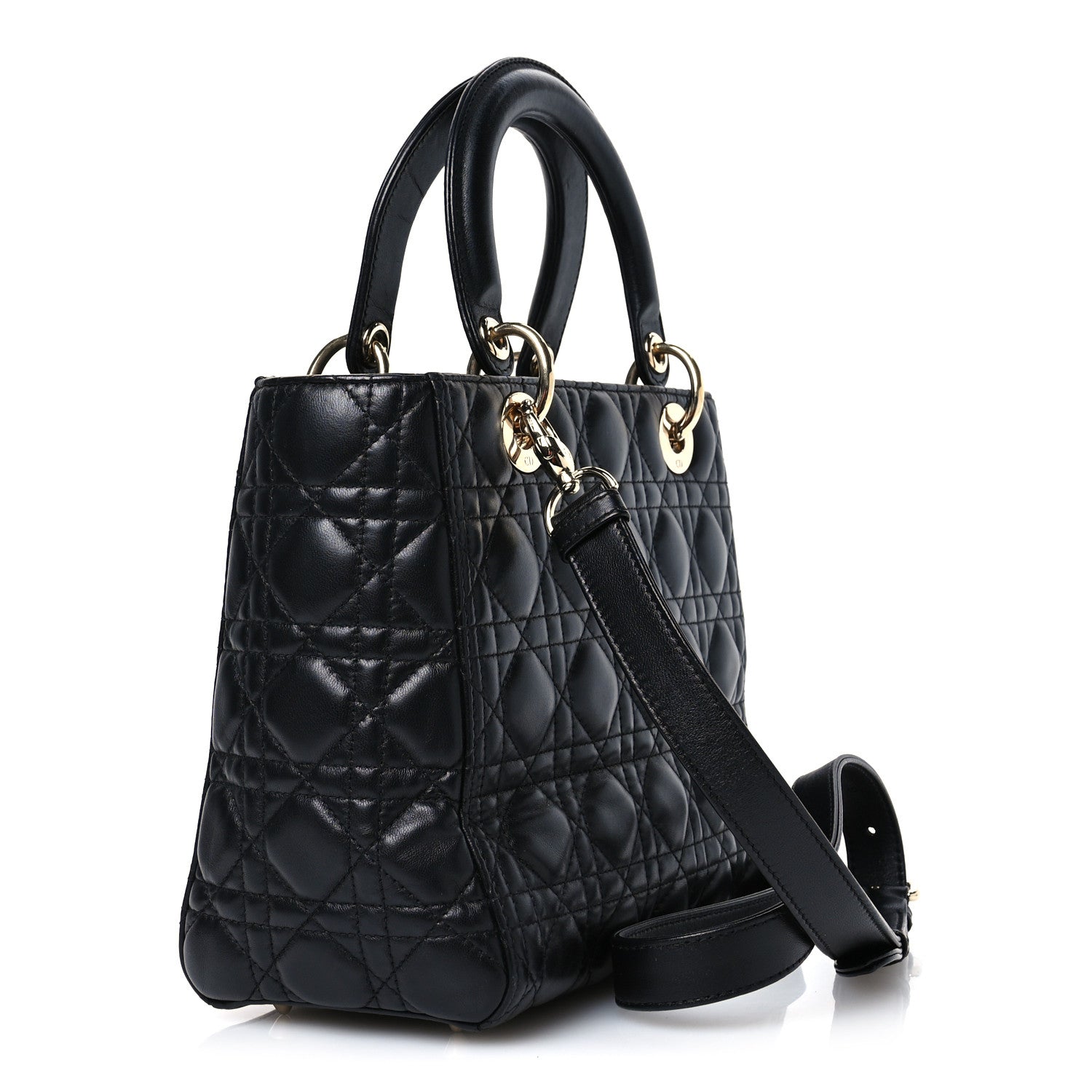Christian Dior Lambskin Cannage Medium Lady Dior Black 3 of 10