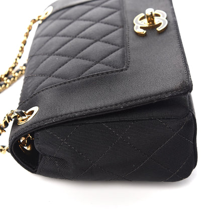 Chanel Grosgrain Satin Quilted Small Vintage Mademoiselle Flap Black 13 of 15