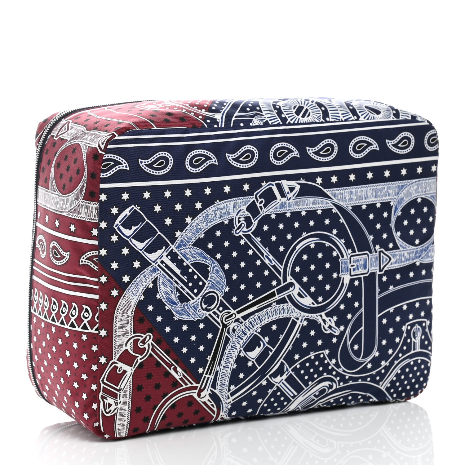 Hermes Silk Travelsilk Travel Cube Bordeaux Bleu Marine 4 of 10