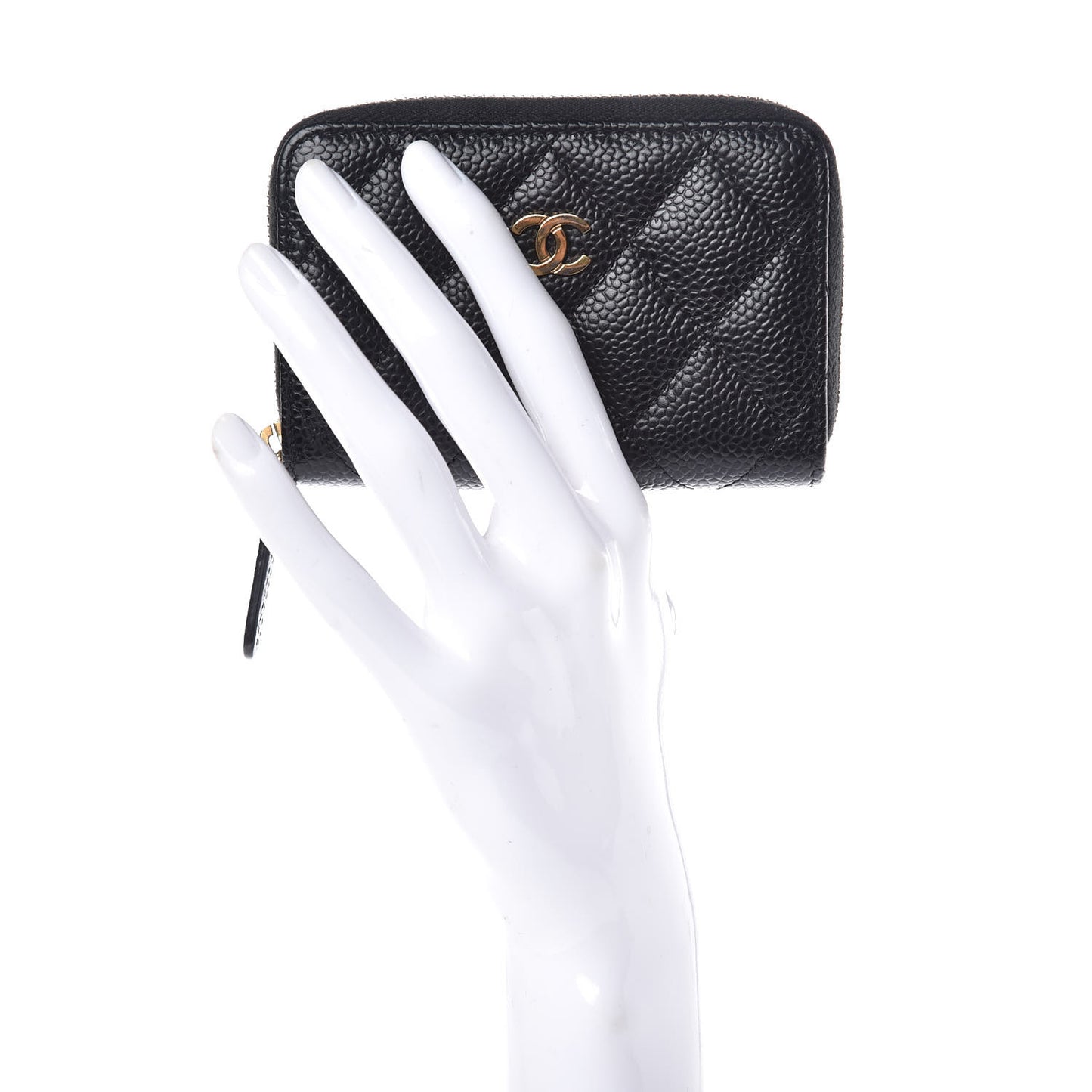 Caviar Quilted Zip Coin Purse Black