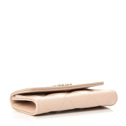 Chanel Caviar Pearl Quilted Coco Candy Flap Card Holder Beige 4 of 8