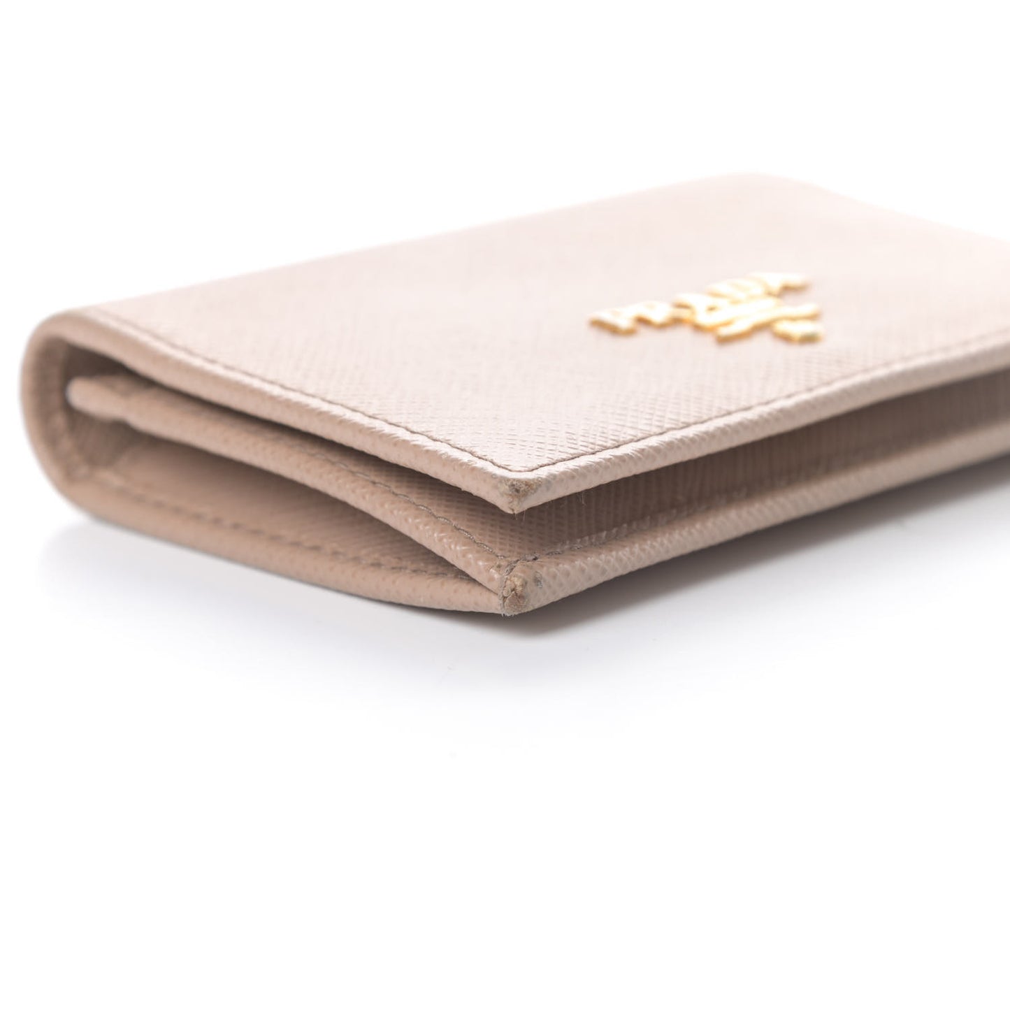 Saffiano Metal Bi-Fold Card Holder Wallet Cammeo