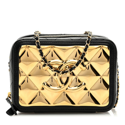 Chanel Lambskin Quilted Golden Plate Clutch With Chain Black 1 of 10
