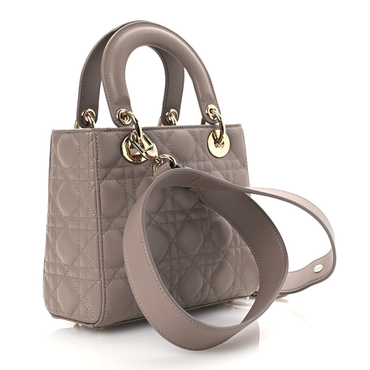 Christian Dior Lambskin Cannage Small My ABCDior Lady Dior Taupe 3 of 15