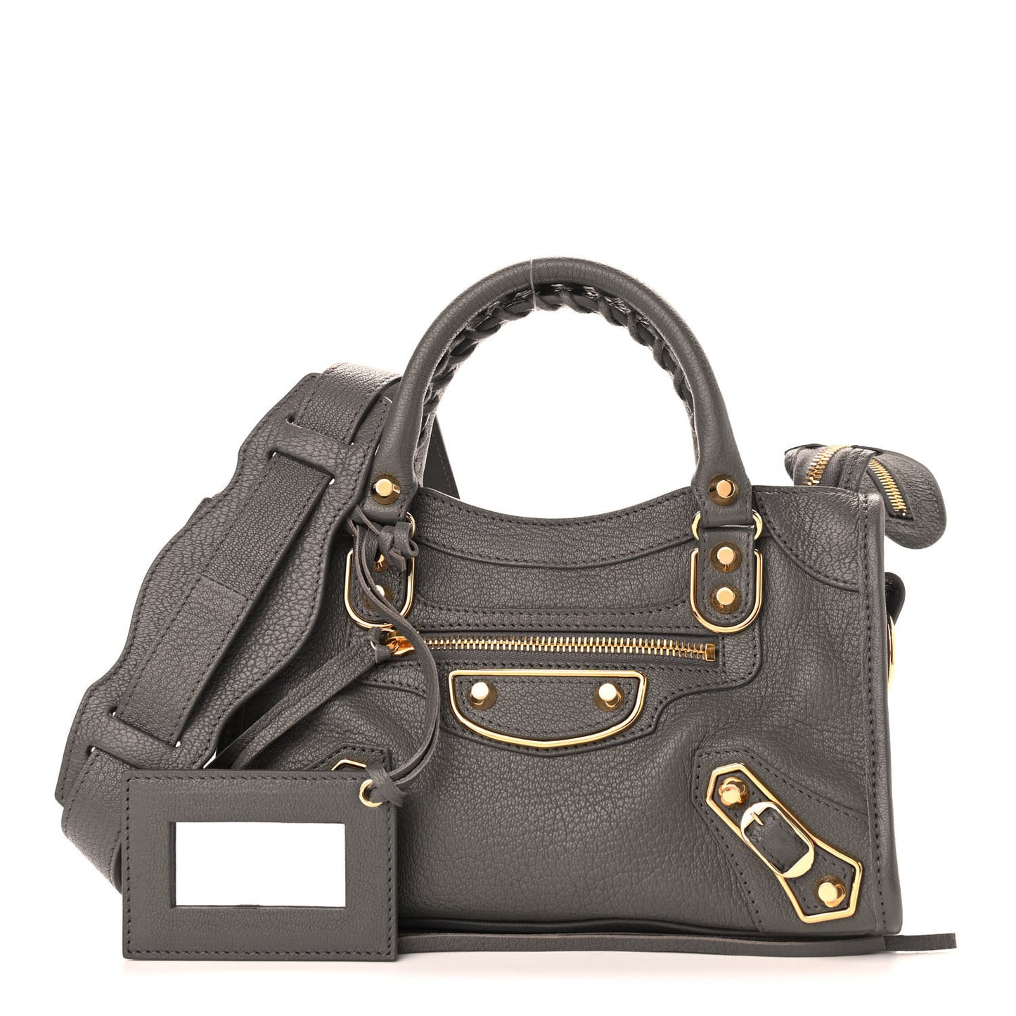 Chevre Gold Metallic Edge Hardware Mini City Gris Acier