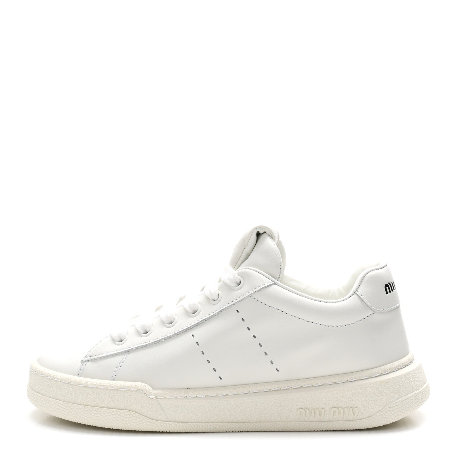 Miu Miu Calfskin Womens Low Top Sneakers 6.5 White 1 of 9