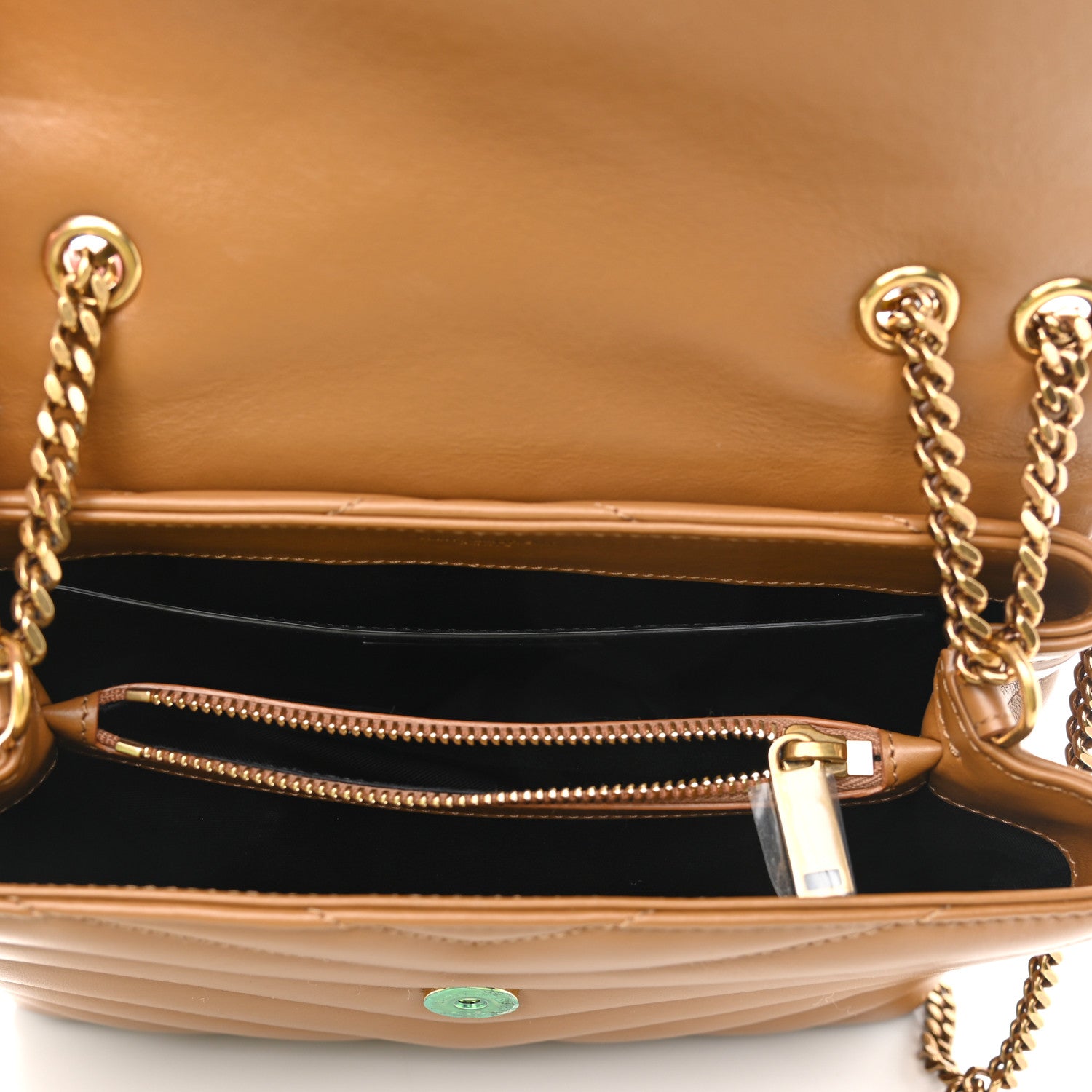 Saint Laurent Calfskin Y Quilted Monogram Small Loulou Chain Satchel Dark Natural 5 of 11
