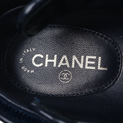 Chanel Velvet Velcro Dad Sandals 37.5 Blue 9 of 12