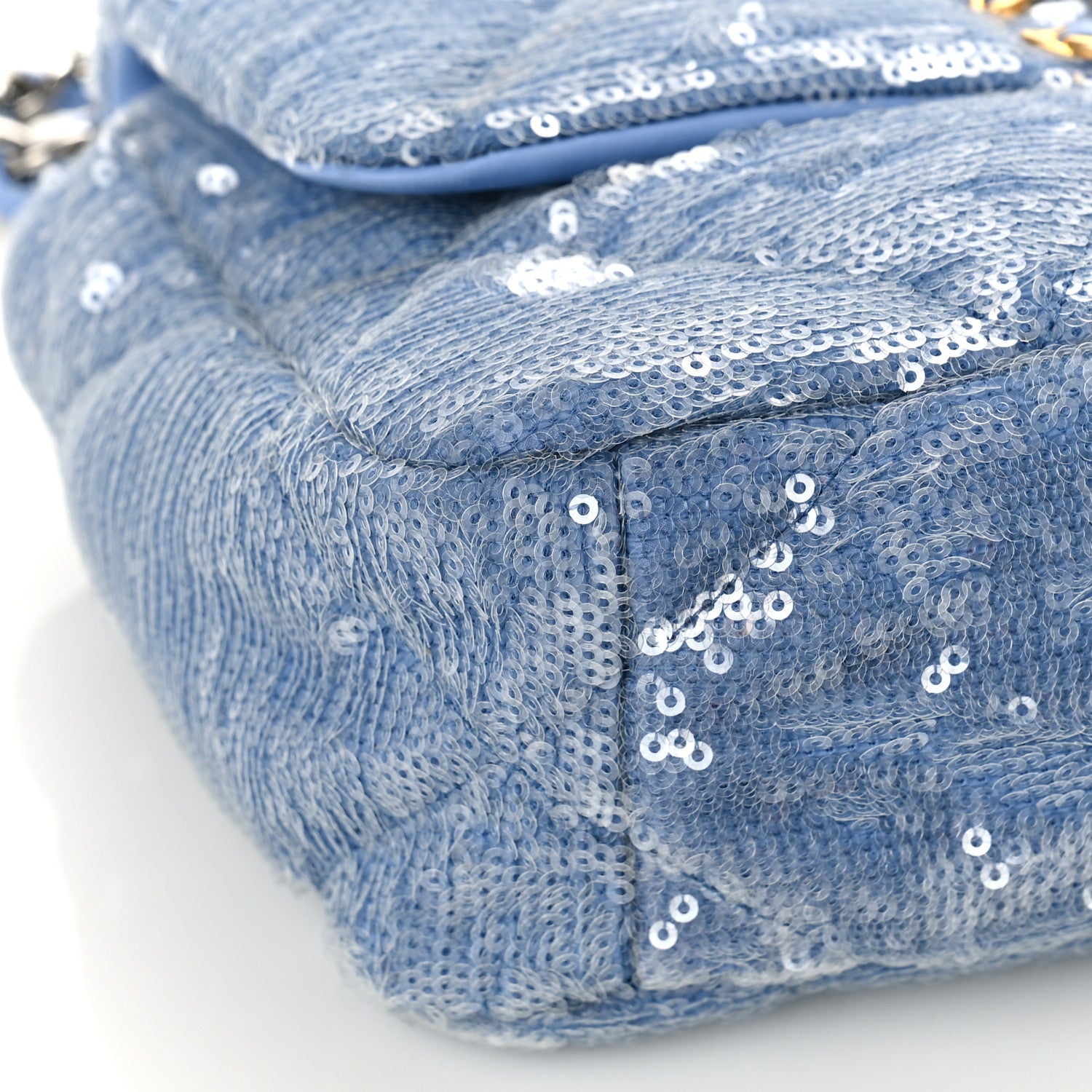 Chanel Sequin Quilted Medium Chanel 19 Flap Light Blue 8 of 9