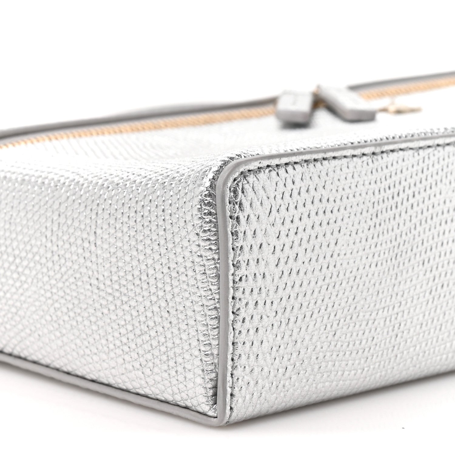 Chanel Lizard Embossed Calfskin Top Handle Slim Vanity With Chain Silvery 10 of 11