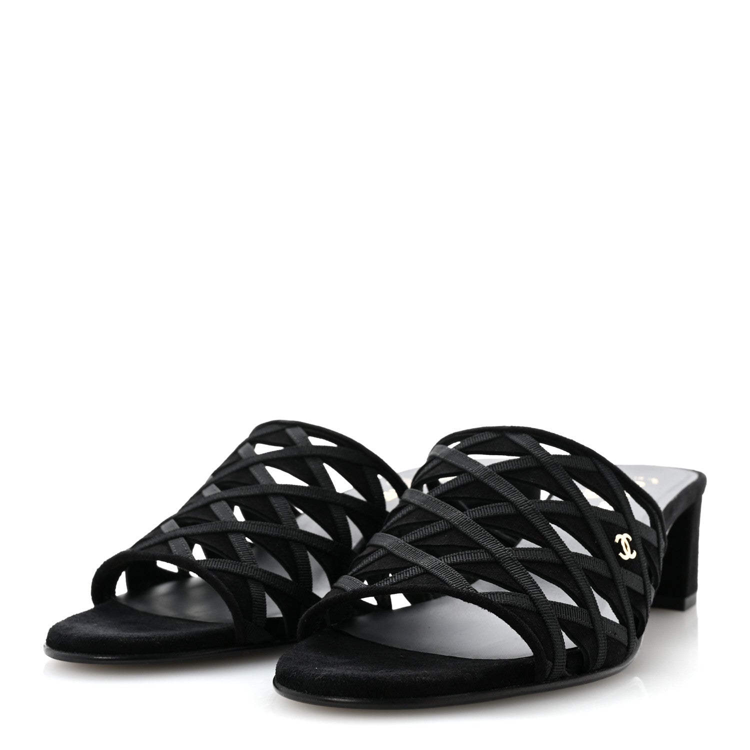 Chanel Suede Kidskin Grosgrain Sandals 39 Black 4 of 12
