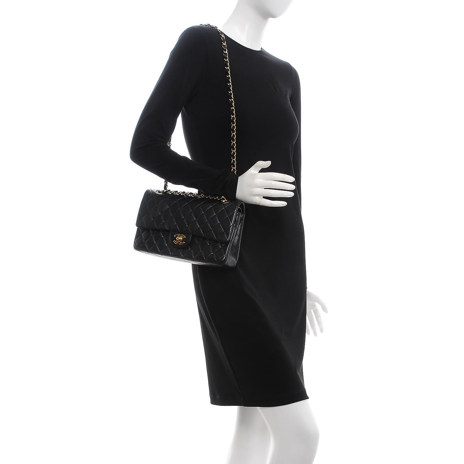 Chanel Lambskin Quilted Medium Double Flap Black 2 of 14