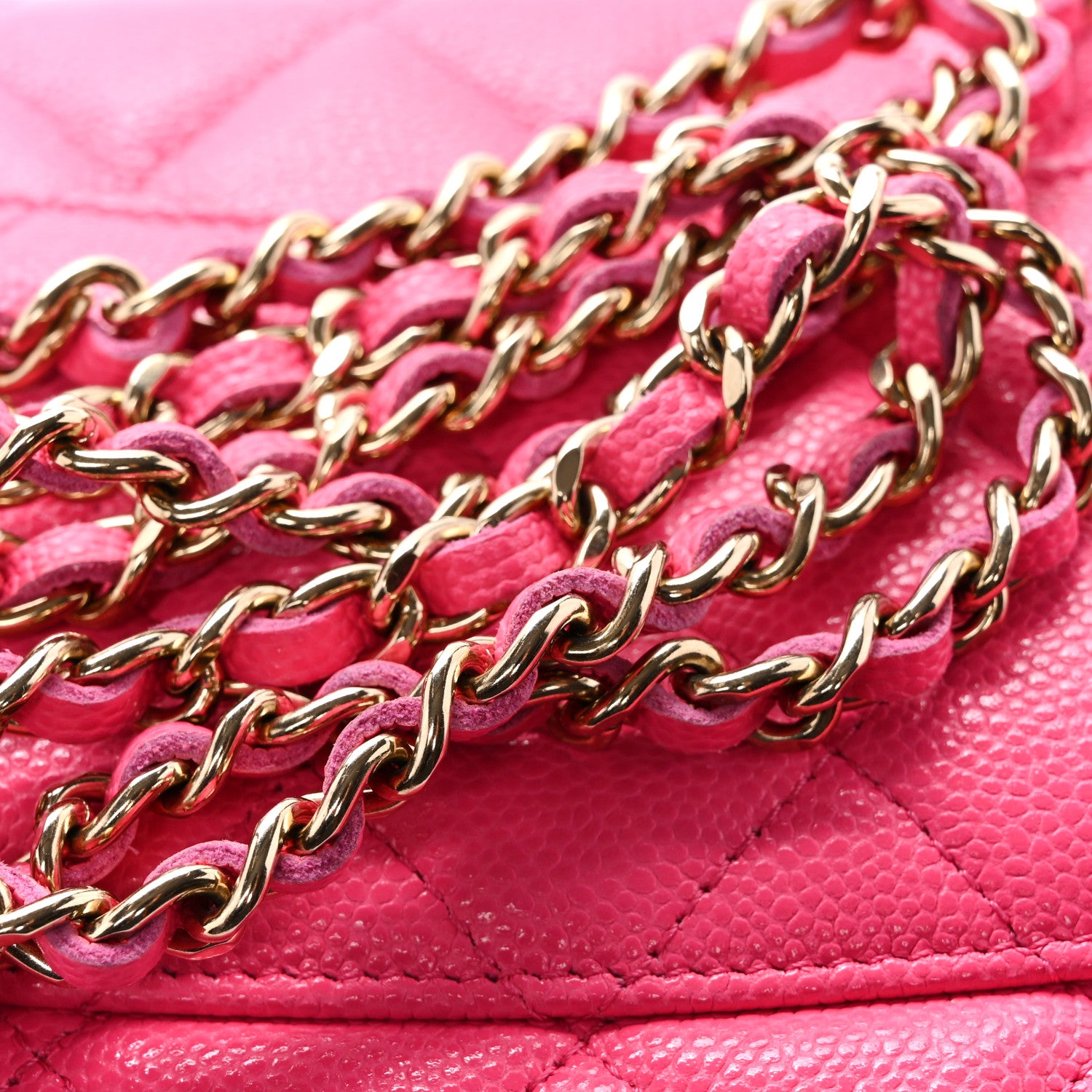 Chanel Caviar Quilted Wallet on Chain WOC Fuchsia 14 of 15