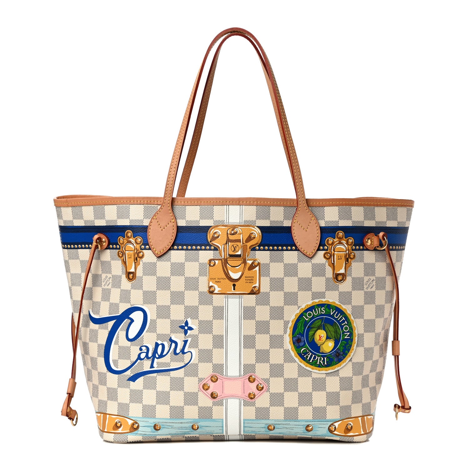 Louis Vuitton Damier Azur Summer Trunks Capri Neverfull MM 3 of 14