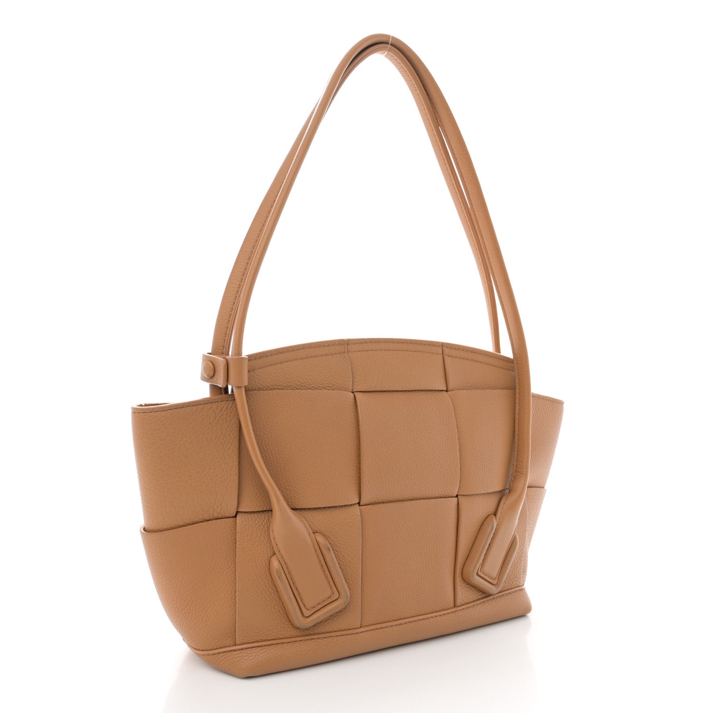 Grained Calfskin Maxi Intrecciato Small Arco Caramel