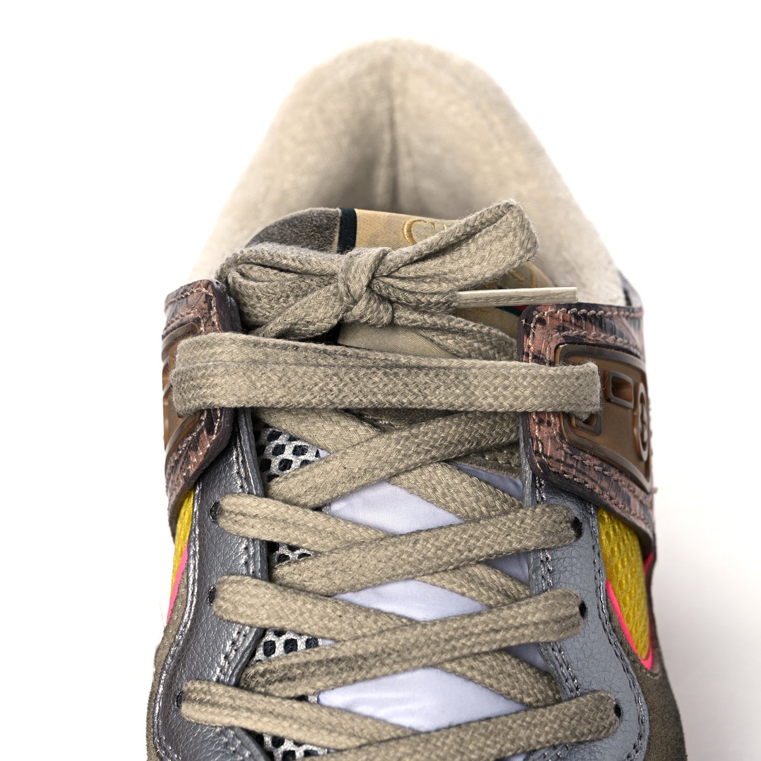 Gucci Suede Calfskin Tejus Printed Womens Ultrapace Sneakers 37 Pink Silver Oatmeal Yolk 8 of 15