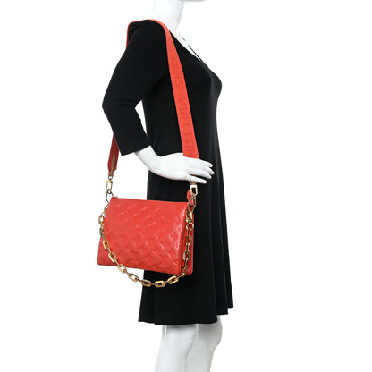 Louis Vuitton Lambskin Embossed Monogram Coussin PM Red 2 of 11