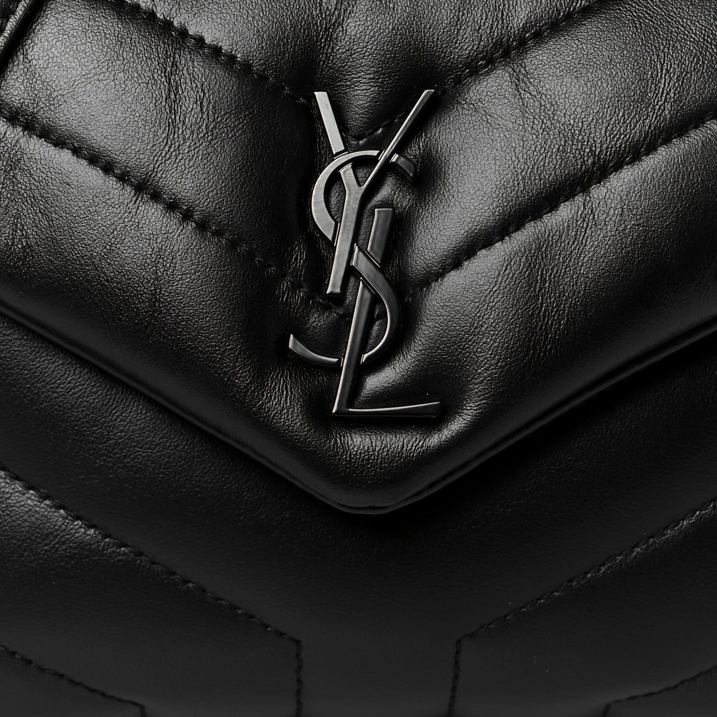 Calfskin Y Quilted Monogram Monochrome Toy Loulou Crossbody Bag Black