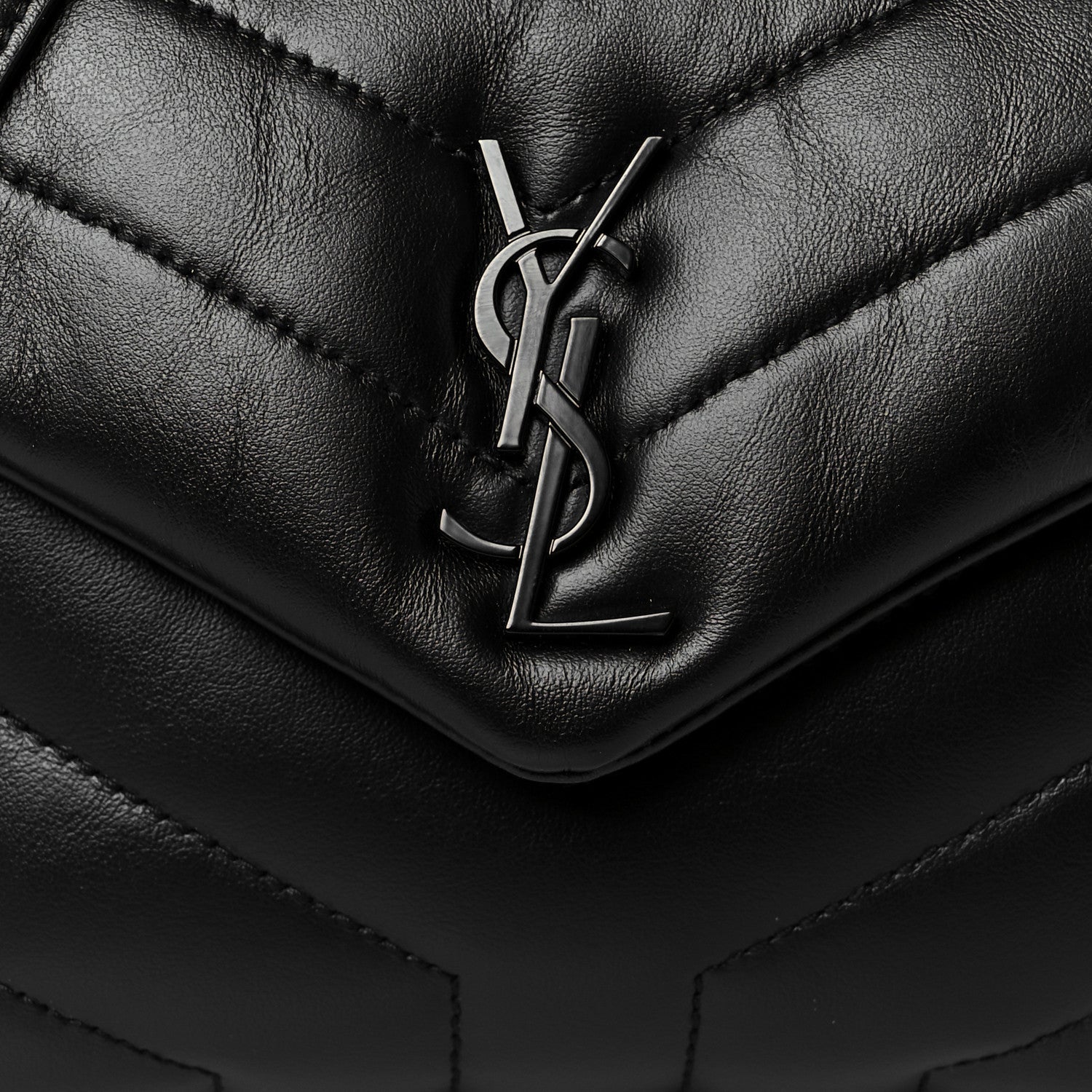 Saint Laurent Calfskin Y Quilted Monogram Monochrome Toy Loulou Crossbody Bag Black 9 of 11