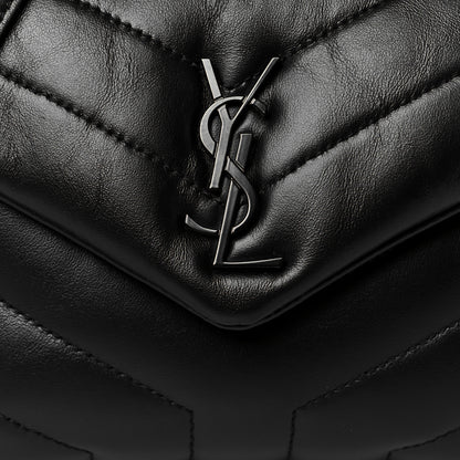 Saint Laurent Calfskin Y Quilted Monogram Monochrome Toy Loulou Crossbody Bag Black 9 of 11