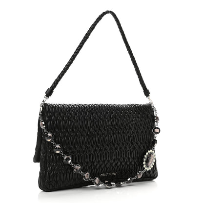 Miu Miu Nappa Matelasse Crystal Flap Clutch Black 3 of 10