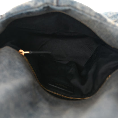 Saint Laurent Denim Quilted Medium Loulou Puffer Monogram Chain Satchel Blue Cinnamon 5 of 10