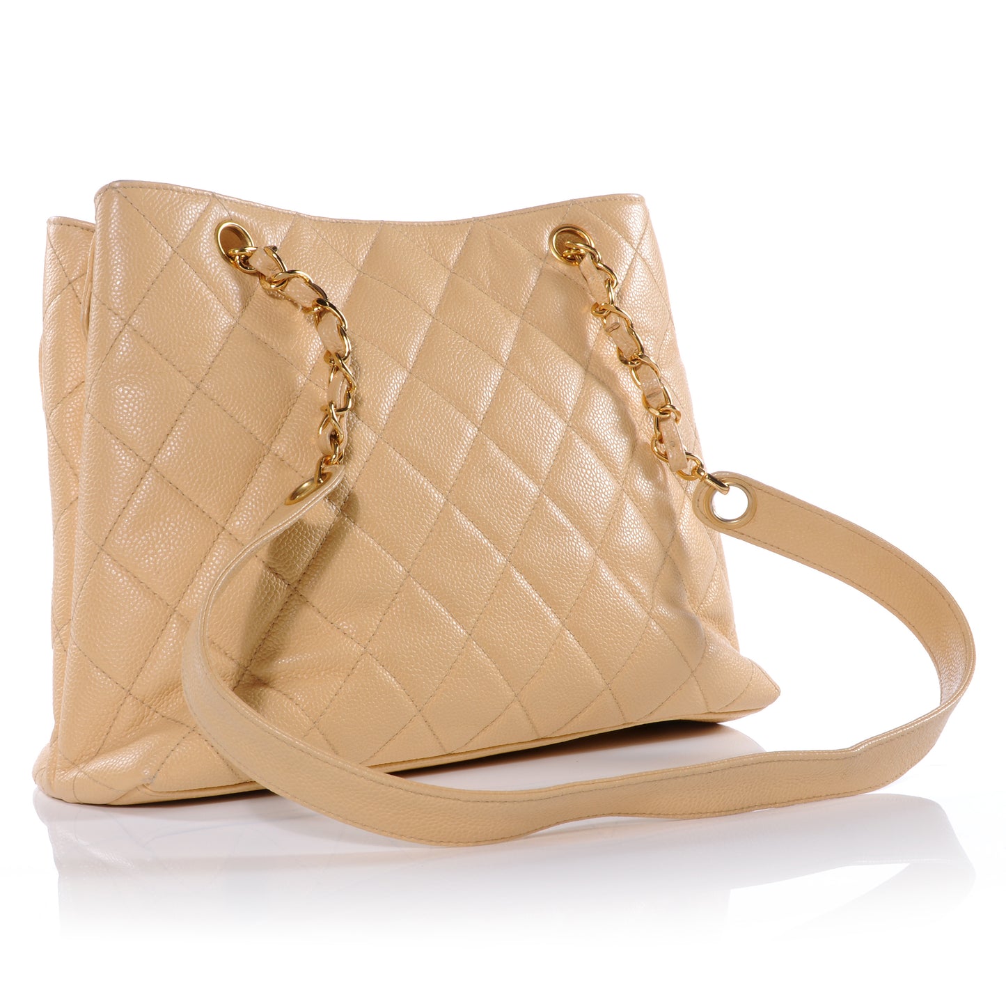 Caviar Quilted Shoulder Bag Beige