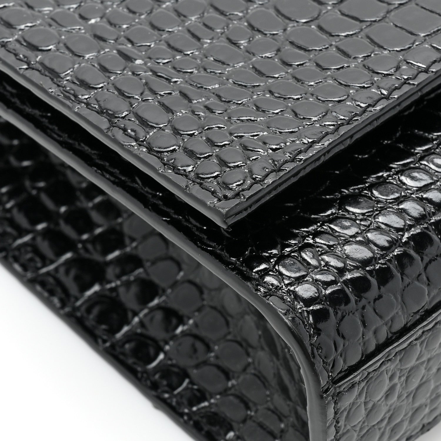 Saint Laurent Calfskin Crocodile Embossed Medium Classic Monogram Kate Tassel Satchel Black 11 of 12