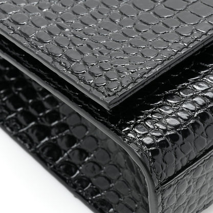 Saint Laurent Calfskin Crocodile Embossed Medium Classic Monogram Kate Tassel Satchel Black 11 of 12
