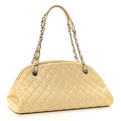 Chanel Patent Quilted Medium Just Mademoiselle Bowling Bag Beige 2 of 12