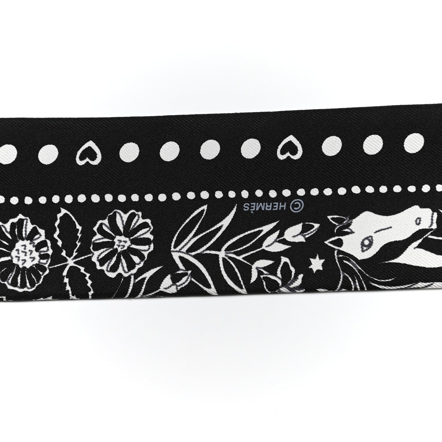 Silk Peuple Du Vent Bandana Twilly Black White