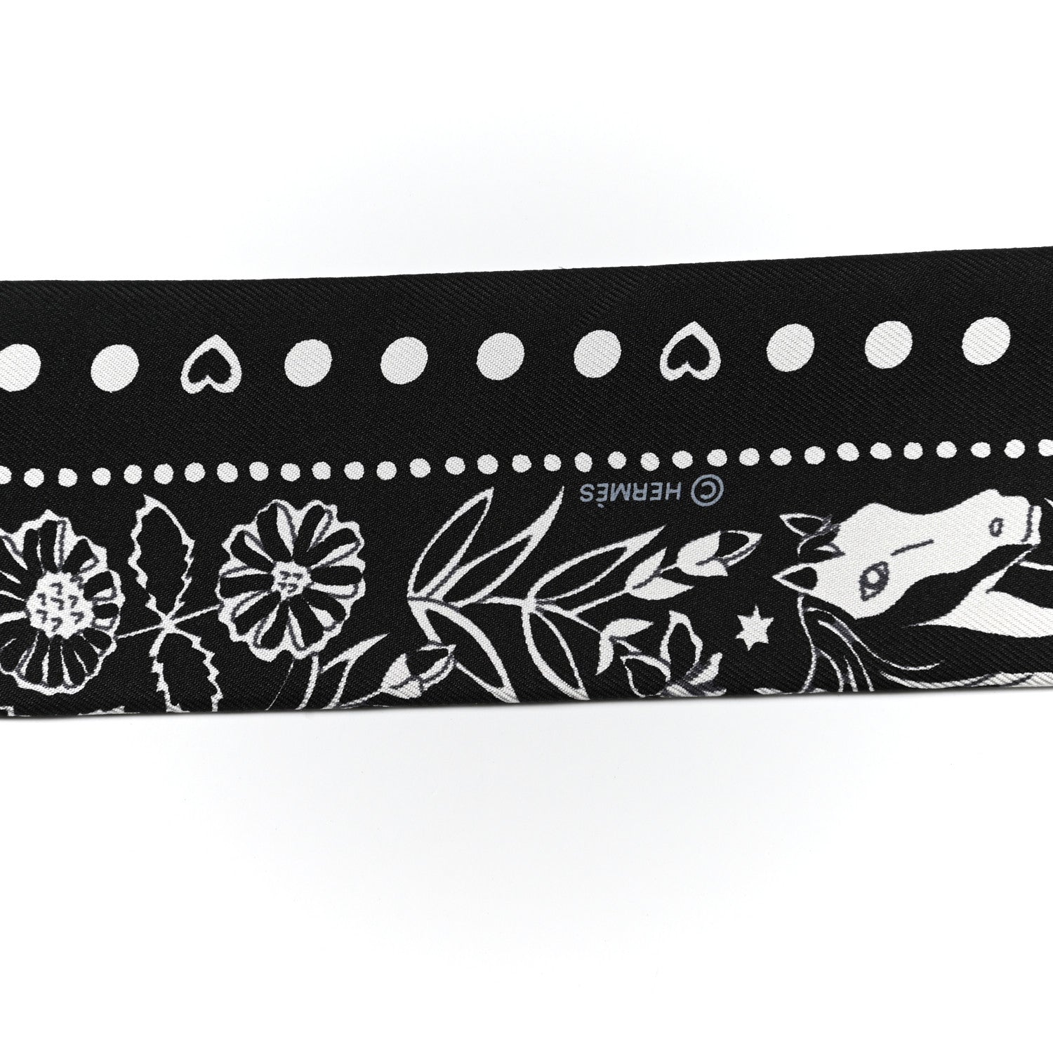 Hermes Silk Peuple Du Vent Bandana Twilly Black White 4 of 5