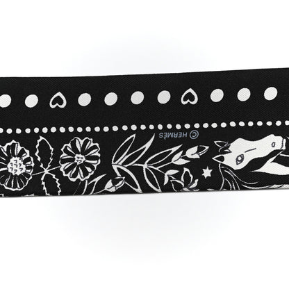 Hermes Silk Peuple Du Vent Bandana Twilly Black White 4 of 5