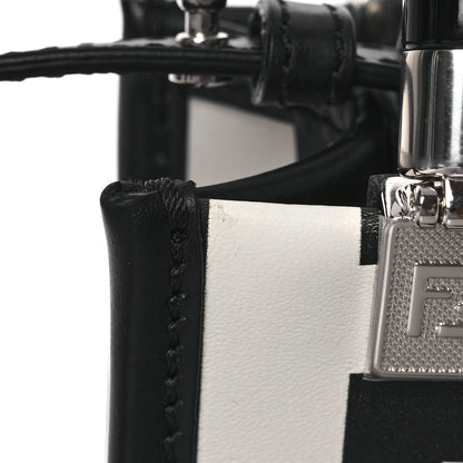 Fendi X MARC JACOBS Vitello King Plexiglass Logo Print Mini Fendi Sunshine Shopper Tote Black White 12 of 14