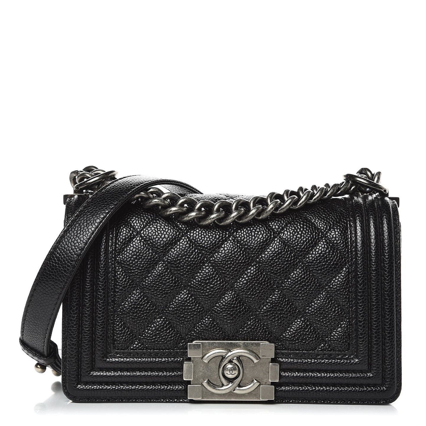 Caviar Quilted Small Boy Flap Black